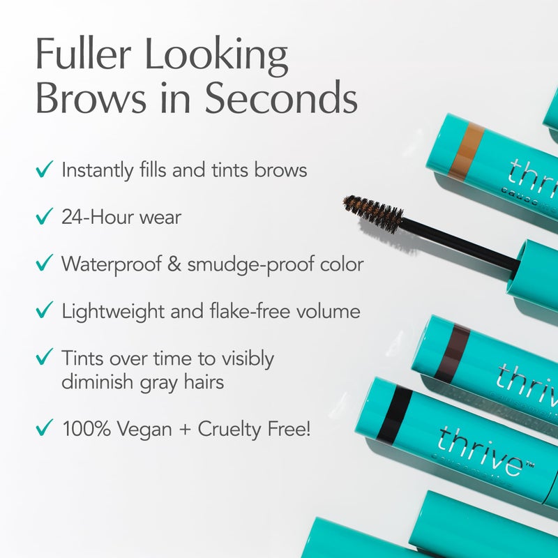 Thrive Causemetics Instant Brow Fix Semi-Permanent Eyebrow Gel, Waterproof Tinted Eye Brow Gel with Vitamin B5, Smudge-Proof, Vegan & Cruelty Free, Tova (Soft Black) - Image 2