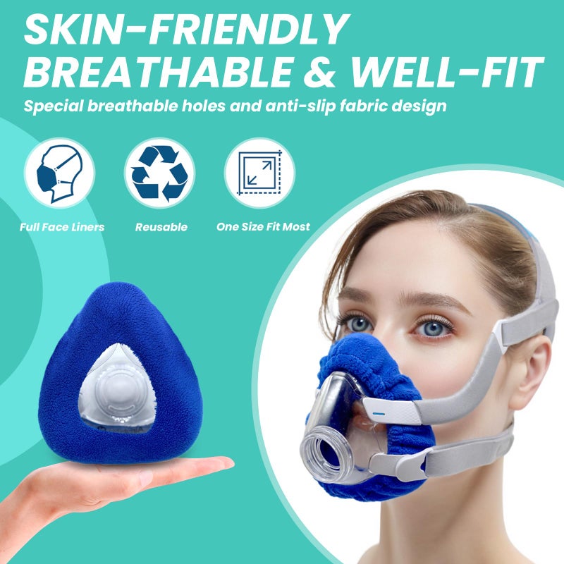 NATAKU 4-Pack Medium CPAP' Mask Liners Complitable for Resmed F20 Full Face Mask Cushions, Ultra-Soft Micro-Fleece Reduces Air Leaks & Pressure Marks, Reusable Mask Covers, Breathable for All-Night - Image 3