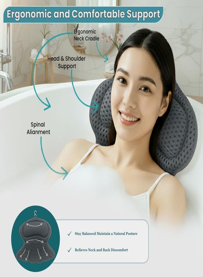 RYNEX Bath Pillows for Tub, Bath Pillow Luxury Bathtub Pillows for Head and Neck Support - With 4D Air Mesh Fabric & Strong 6 Suction Cups, Tub Pillow For Bathtub, Bath Accessories & Spa Gifts For Women Men - Image 2
