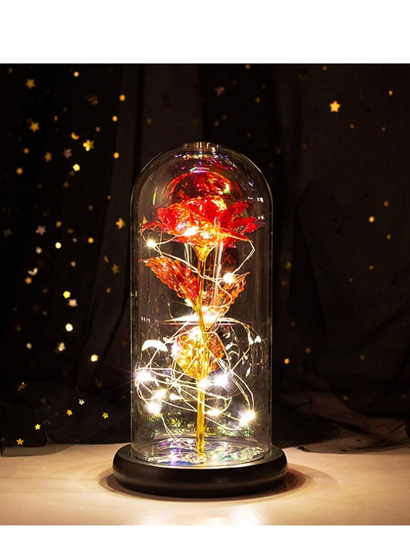 SYOSI LED Forever Red Rose in Glass Dome on Wood Base Lights - Image 4