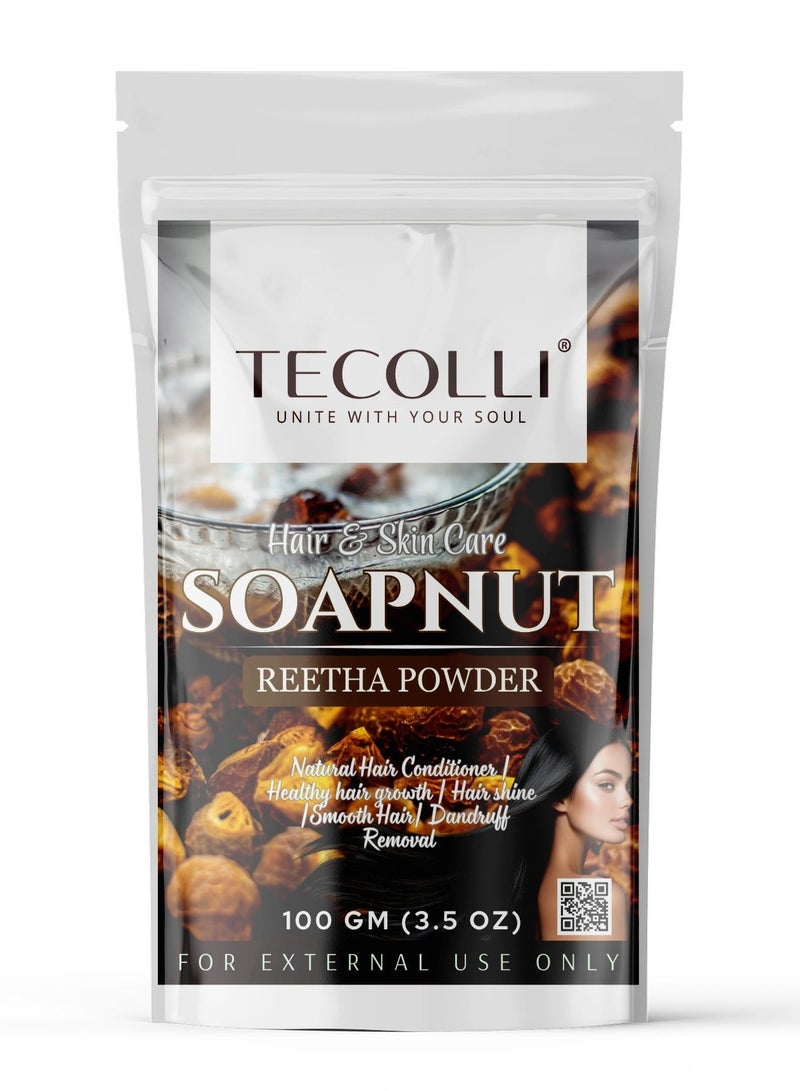 Tecolli® Soapnut(Reetha Powder)-For Silky, Smooth Hair, Dandruff Removal, Natural Hair care -100gm - Image 1