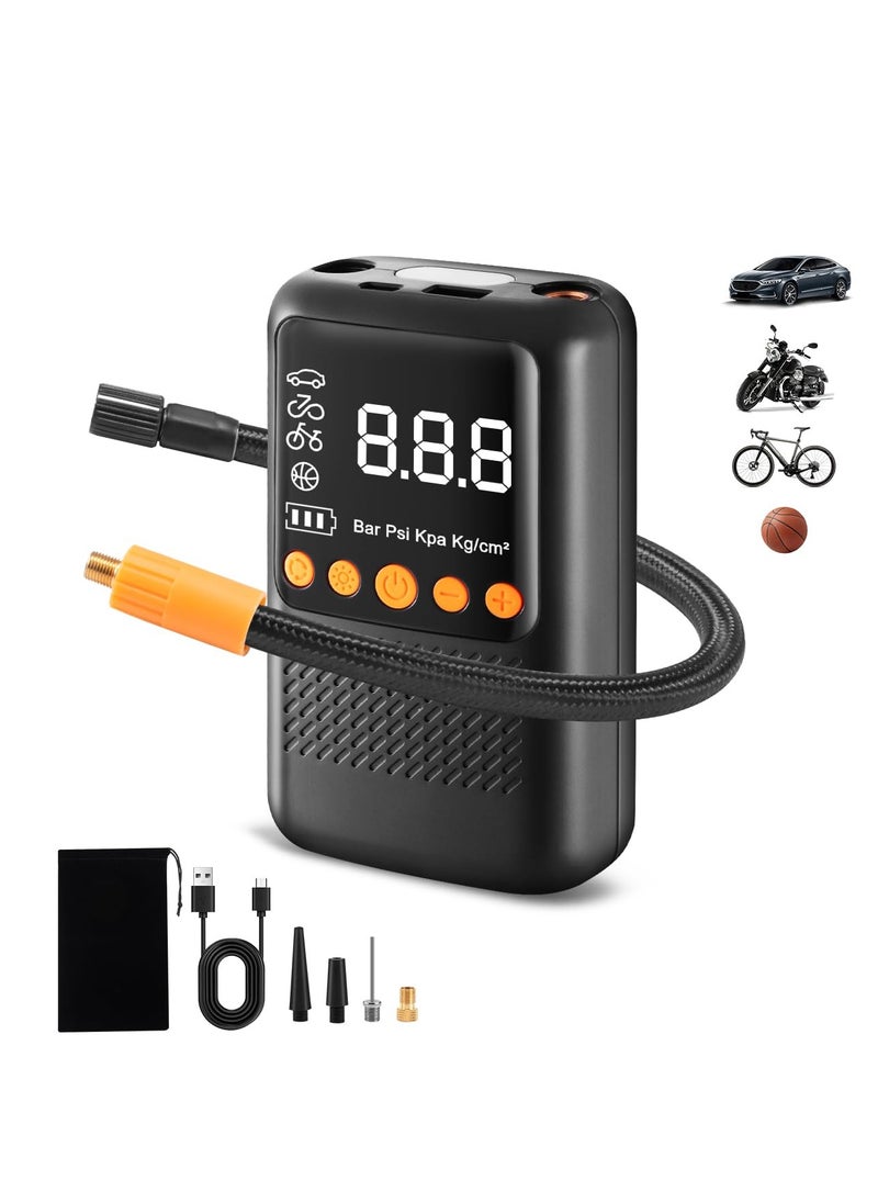 Generic Portable Tire Inflator, Cordless Air Compressor for Car and Bike, Rechargeable Mini Pump with 150 PSI Pressure Gauge, 2X Faster Air Pump for Tires, Ideal for Bicycles and Vehicles.  - Image 1