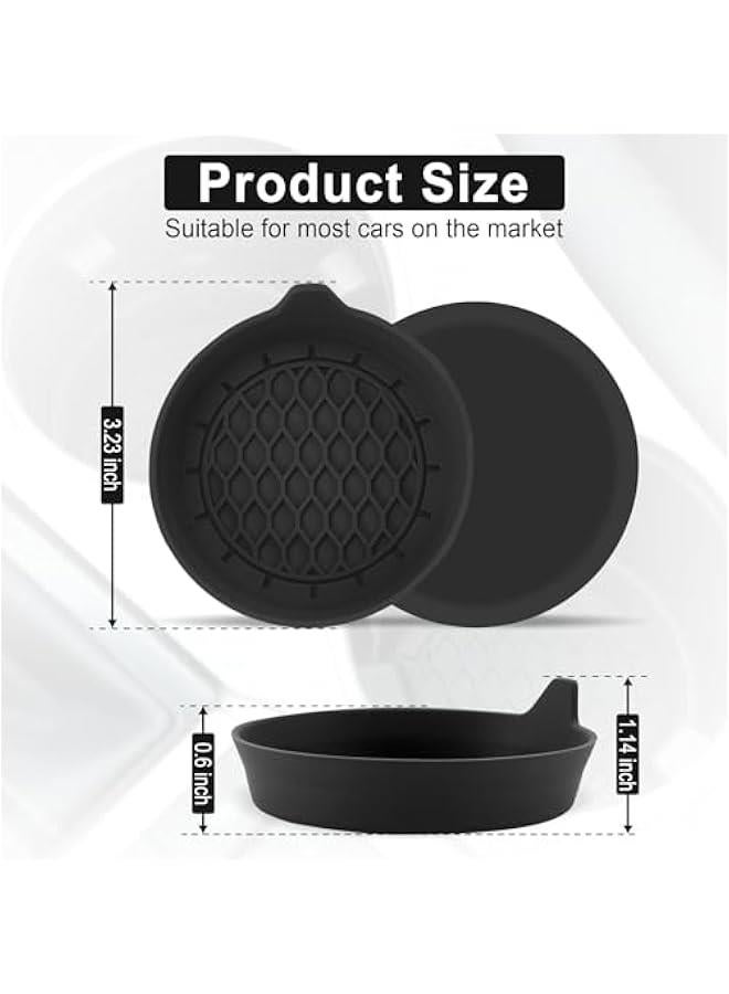SINGARO Car Cup Holder Coaster, Silicone Cup Holder Insert, Universal Non-Slip Cup Holders, Car Accessories Interior for Women and Man Interior Sets 4 Pack Black - Image 2