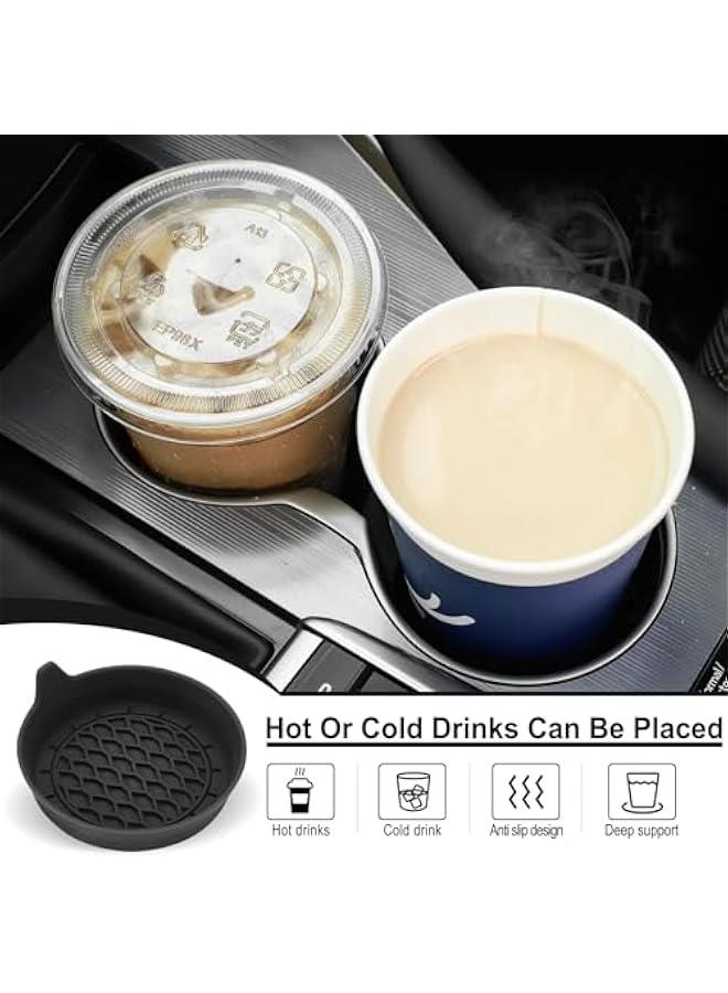SINGARO Car Cup Holder Coaster, Silicone Cup Holder Insert, Universal Non-Slip Cup Holders, Car Accessories Interior for Women and Man Interior Sets 4 Pack Black - Image 5