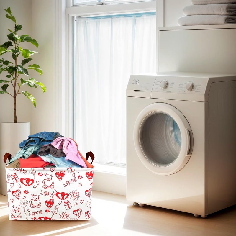SETAMA Valentine's Day Basket Gift for Empty Cute Heart Large Storage Bin for Kid and Baby Room Décor (Bear Love) - Image 3