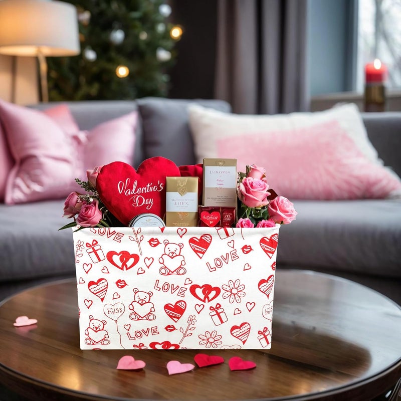 SETAMA Valentine's Day Basket Gift for Empty Cute Heart Large Storage Bin for Kid and Baby Room Décor (Bear Love) - Image 2