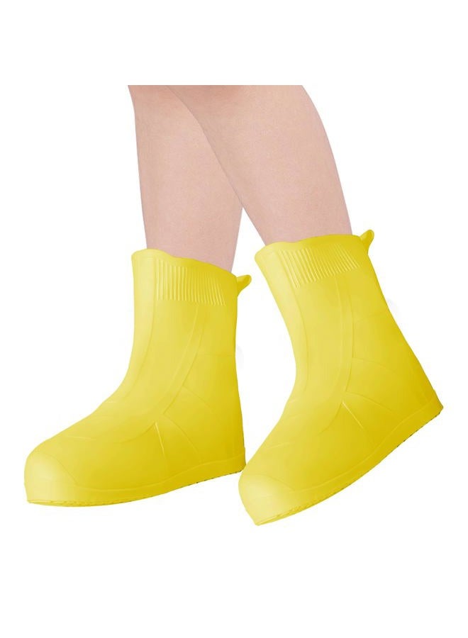 Adorila Kid Rain Silicone Shoe Covers, Anti-Slip Wear-Resistant and Portable Waterproof Shoe Covers, Kid Shoe Covers for Outdoor Home Travel Rain Boots (Yellow, L)
