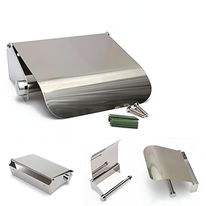 New Ware 304 Grade Stainless Steel Toilet Paper Holder Stand - Sleek Bathroom and Kitchen Accessory (Chrome) - Image 1