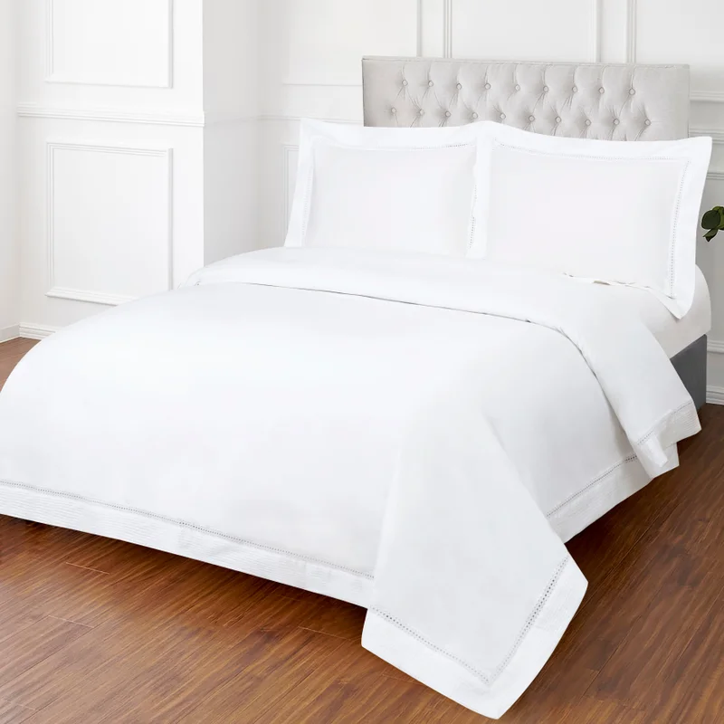 DWELL Dwell-Gregory 4Pc Duvet Cover Set-Duvet Cover - 260 x 240 CM, Fitted Sheet - 200 x 200 x 38 CM Pillow cases 50 x 80CM-White