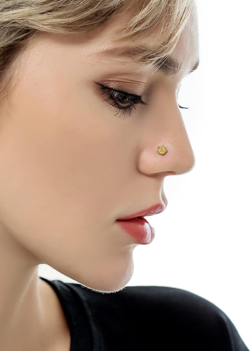 Tornito 20G 10Pcs Stainless Steel Nose Screw Studs Rings CZ Nose Ring Labret Nose Piercing Jewelry for Men Women Silver Rose Gold Tone - Image 3