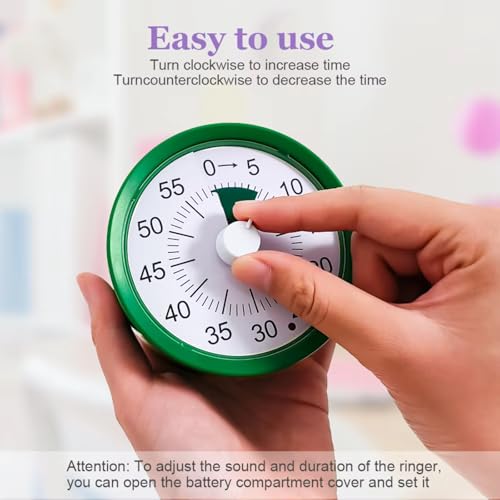 The AutoStory 60 Minute Visual Timer Clock – Silent Countdown Timer for Kids & Adults | Time Management for Classroom, Kitchen, Study, Office, ADHD, Homeschool, Tasks & Games (Round, White) - Image 3
