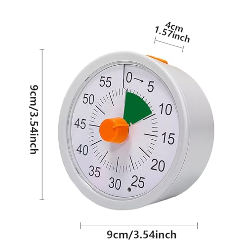 The AutoStory 60 Minute Visual Timer Clock – Silent Countdown Timer for Kids & Adults | Time Management for Classroom, Kitchen, Study, Office, ADHD, Homeschool, Tasks & Games (Round, White) - Image 2
