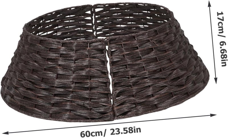 Unomor Farmhouse Tree Skirt Rustic Woven Tree Collar Chic Holiday Decorations Coffee and Reusable for Festive Gatherings - Image 2