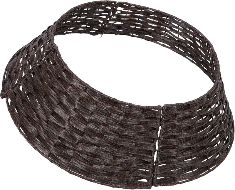 Unomor Farmhouse Tree Skirt Rustic Woven Tree Collar Chic Holiday Decorations Coffee and Reusable for Festive Gatherings - Image 1