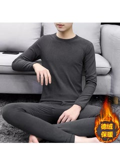 Generic Double-sided Velvet Thermal Underwear Set for Men Dark gray  - Image 1