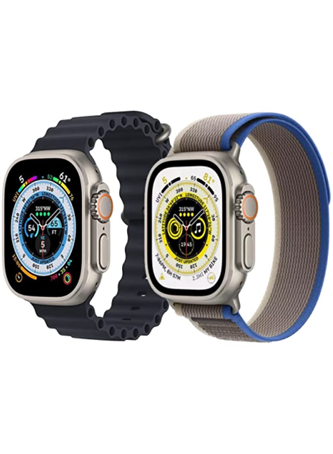 IAF Silicone Ocean Band Strap Black Trail Loop strap Blue/Gray Set of 2 for Apple Watch Ultra 8 49mm