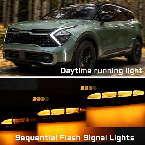 PGTOPONE Switchback White/Amber LED Front Bumper Fog Light DRL Amber Sequential Turn Signal Feature Compatible with Kia Sportage 2023 2024 X-Pro Prestige Replacement Front Bumper Trim - Image 3
