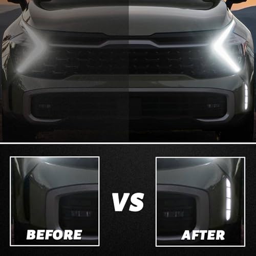 PGTOPONE Switchback White/Amber LED Front Bumper Fog Light DRL Amber Sequential Turn Signal Feature Compatible with Kia Sportage 2023 2024 X-Pro Prestige Replacement Front Bumper Trim - Image 5