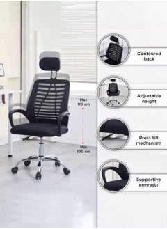 RENOVO Ergonomic Office Chair with Lumbar Support, Headrest, Comfortable Armrests, Height Adjustable, Swivel Rolling for Executive, Conference & Study Room  - Image 4