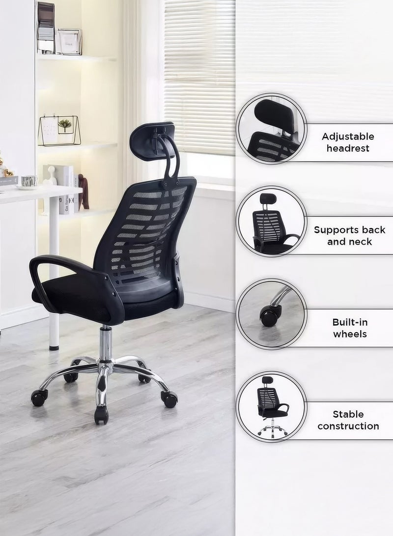 RENOVO Ergonomic Office Chair with Lumbar Support, Headrest, Comfortable Armrests, Height Adjustable, Swivel Rolling for Executive, Conference & Study Room - Image 5