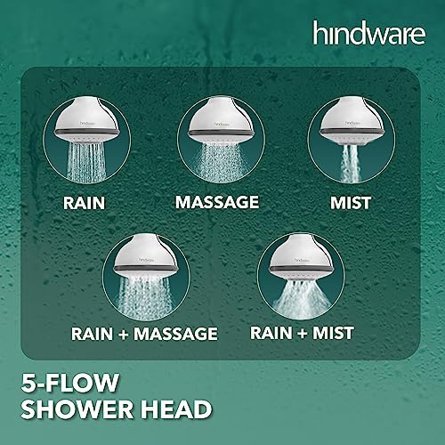 Hindware ABS 97 mm 5 Flow Water Saving Overhead Shower | 5 Mood Modes | Wall Mounted | Chrome Finish & Nickel Plating | Spray Nozzles | Sustains High Water Pressure - Image 4
