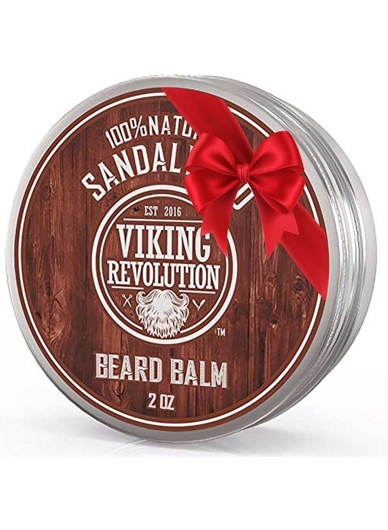 Viking Revolution بلسم لحية فايكنغ ريفولوشن من خشب الصندل - زبدة لحية مع زيت الأركان، مرطب لحية للرجال مع زيت الجوجوبا - مرطب لحية للرجال مع شمع العسل - شمع لحية للرجال (2 أونصة، 1 عبوة) - Image 1