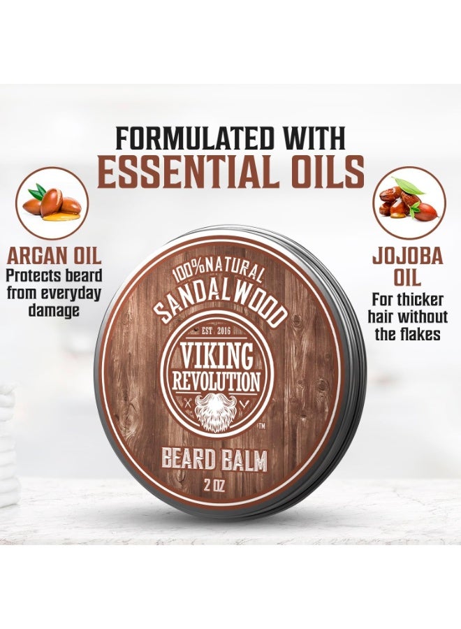 Viking Revolution بلسم لحية فايكنغ ريفولوشن من خشب الصندل - زبدة لحية مع زيت الأركان، مرطب لحية للرجال مع زيت الجوجوبا - مرطب لحية للرجال مع شمع العسل - شمع لحية للرجال (2 أونصة، 1 عبوة) - Image 3