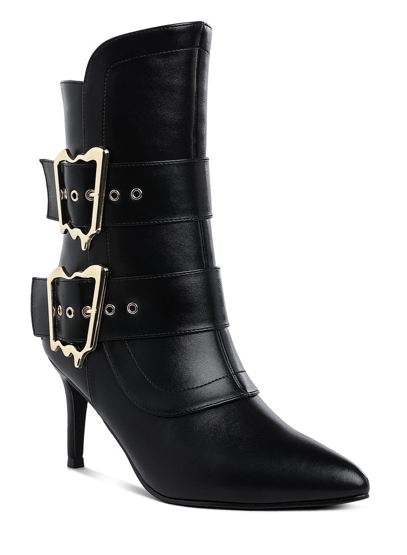 London Rag Chunky Buckle Strap Ankle Boots in Black  - Image 2