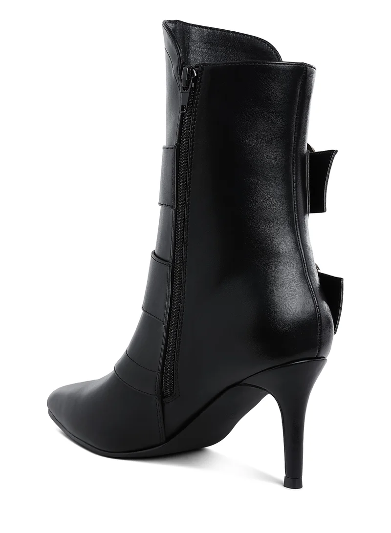 London Rag Chunky Buckle Strap Ankle Boots in Black