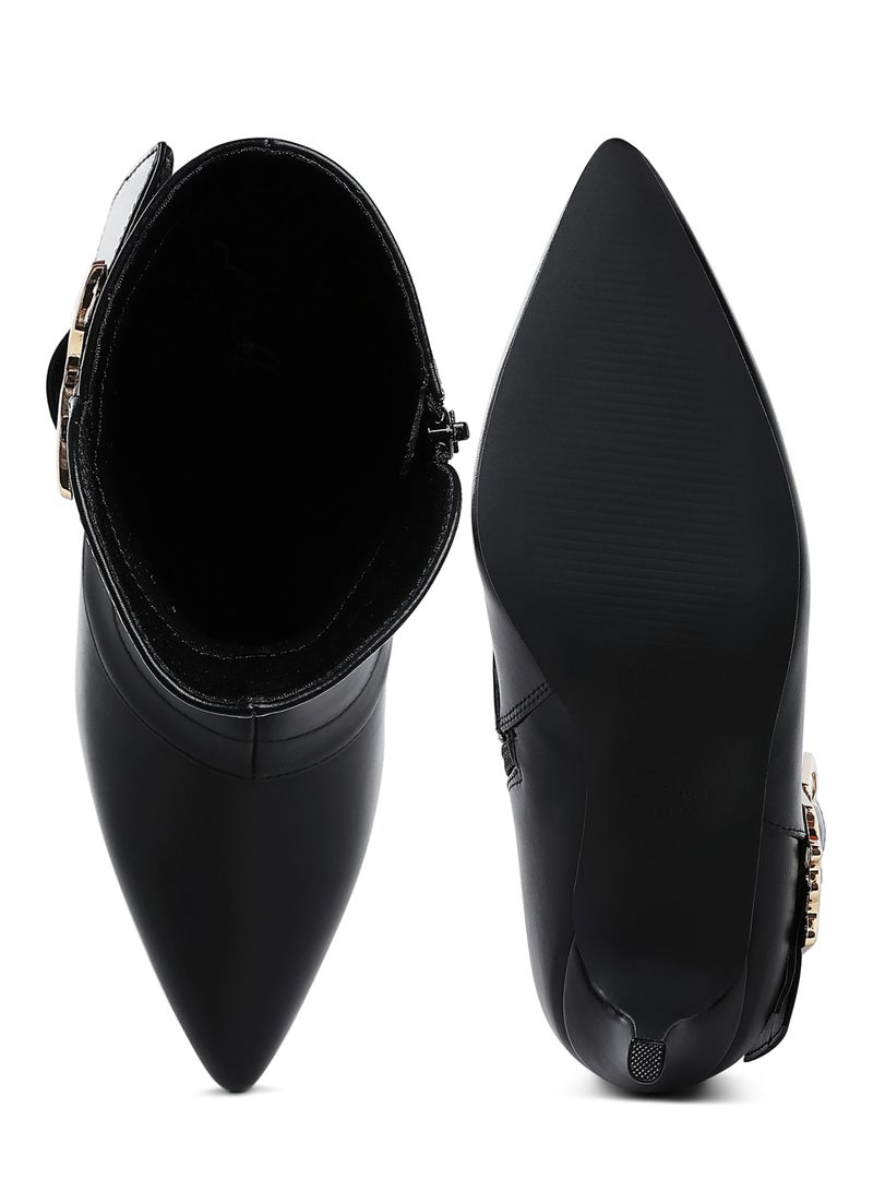 London Rag Chunky Buckle Strap Ankle Boots in Black  - Image 4