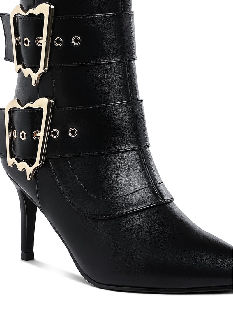 London Rag Chunky Buckle Strap Ankle Boots in Black  - Image 5