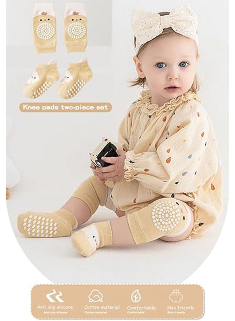 HaDoii 2 Set Unisex Baby Crawling Anti-Slip Knee Pads and Socks Set,Save Toddler Boy Girl 1-3 Years Knee and Ankle (M) - Image 5