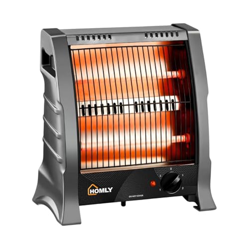 Homly Ritz 800 Watts Quartz Room Heater with Dual Heating Tubes | Dual Heating Settings For 400W & 800 W | Tip-over Protection|Cool Touch Shockproof Body with High Thermal Protection - Grey - Image 1