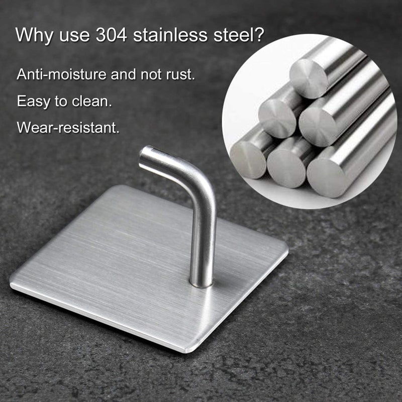 LATIQ MART Wall Hooks Heavy Duty Stick on Wall Towel Hooks Door Hooks Waterproof Stainless Steel Holders Without Drilling for Hanging Clothes Bathroom Adhesive Hook 8 - Image 5