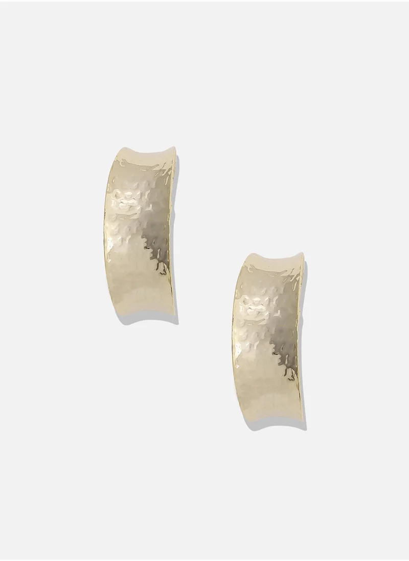 SOHI Minimal Dented Hoop Earrings - Gold