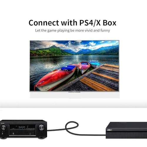 LipiWorld كابل ليبي وورلد® للألياف البصرية الرقمية SPDIF MD DVD TosLink للاتصال بين مكونات الصوت مثل المسرح المنزلي، شريط الصوت، التلفاز، PS4، Xbox، بلاي ستيشن والمزيد (5 متر)(أسود) - Image 5