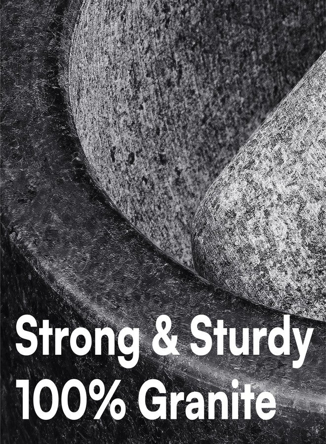 إتش آند إس طقم هاون ومدقة من H&S - وعاء طحن كبير فاخر من حجر الجرانيت الصلب - 16 سم (6.3 بوصة) - مولكاجيتي، كسارّة أعشاب، وعاء طحن توابل، وعاء هاون ومدقة للأفوكادو، الصلصة، البيستو، الجواكامولي - أسود - Image 3