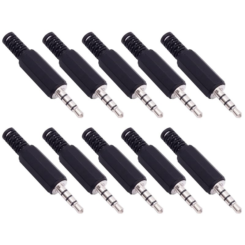 Fancasee 10-Pack 3.5mm 1/8" Replacement Repair Jack TRRS Stereo Male Plug Adapter 3.5mm Solder Type DIY Audio Cable Connector for Headphone Headset Earphone Microphone Speaker Cable Repair - Image 1