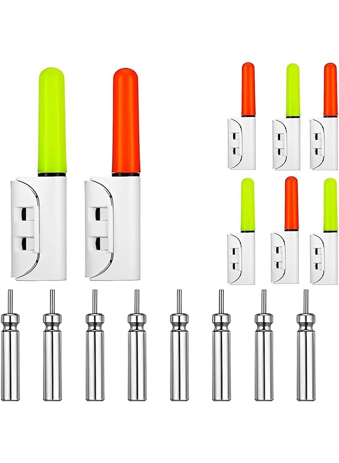 PROMASS عصي صيد مضيئة، 2.4 بوصة ضوء LED لطرف صنارة الصيد، إنذار لدغة مضيء لصيد السمك ليلاً، مصباح طرف صنارة مضيء مقاوم للماء، مع 8 بطاريات (عبوة من 8، أحمر، أخضر)