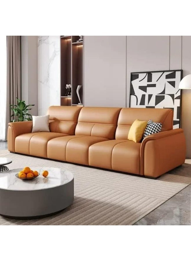 Generic Italian Leather Sofa for Comfortable Living Room Modern High-Back and Perfect for Home Use (Rosy Brown) 