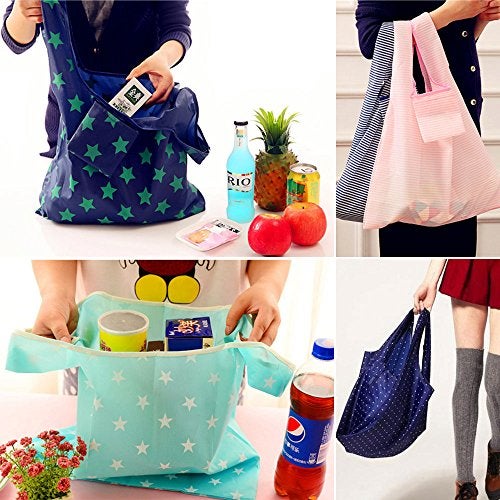 Bagcu Cloth Tote Bags, Reusable, Foldable, Recycle for Shopping, Fits in Pocket, Eco Friendly for Groceries, Water Resistant, Lightweight, Strong & Durable Large (6Pack) - Image 5