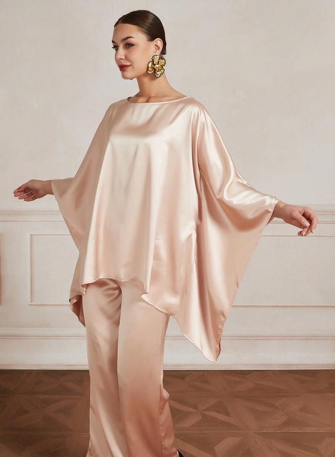 تايك تو طقم منسق من بنطال وبلوزة ساتان غير متماثلة الطول - Image 5