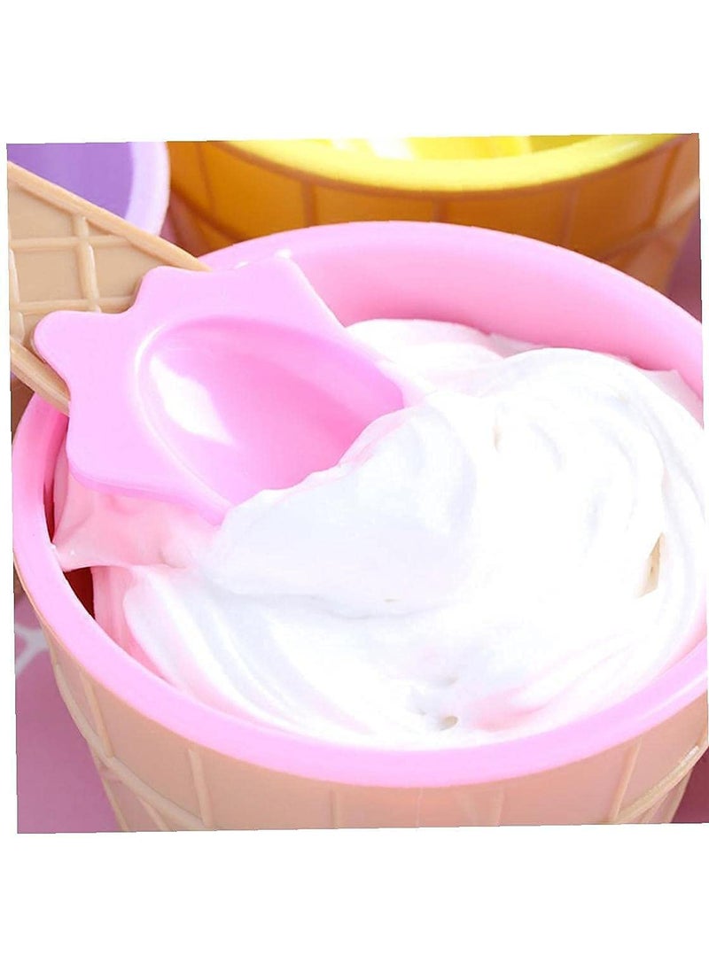 KIDINGTON - KIDINGTON Ice Cream Bowl Set with Spoon Plastic Ice Cream Cups Salad Dessert Serving Bowls Tableware Set for Kids Party Multicolor Sent as Per Availability Set of 6 - Image 1
