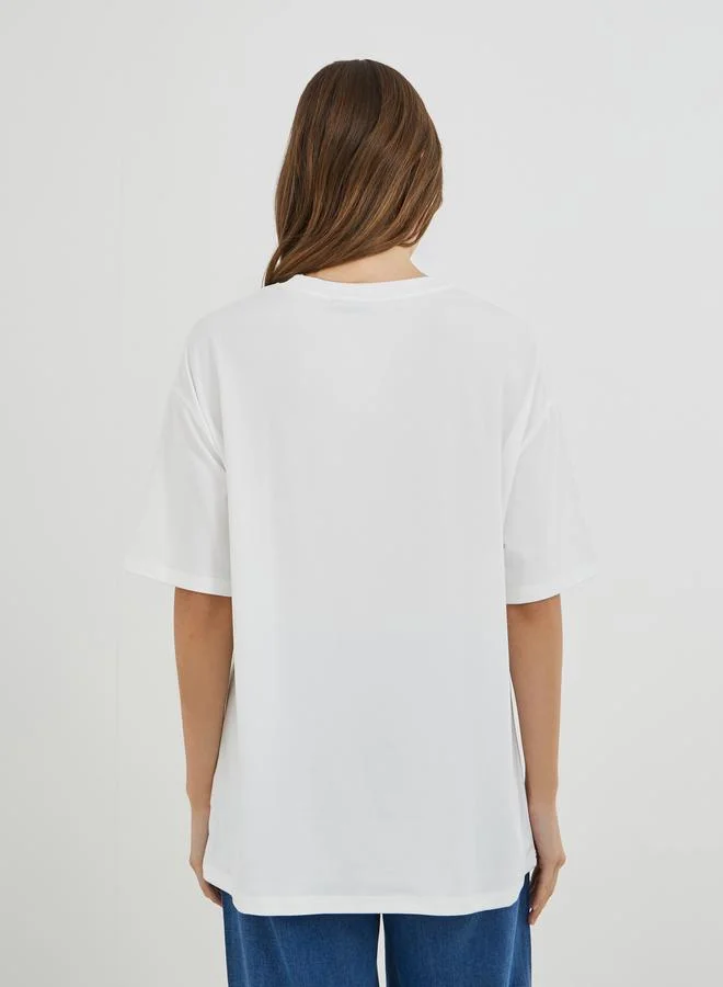 Take Two Take Two Graphic Print Round Neck Oversized T-Shirt
