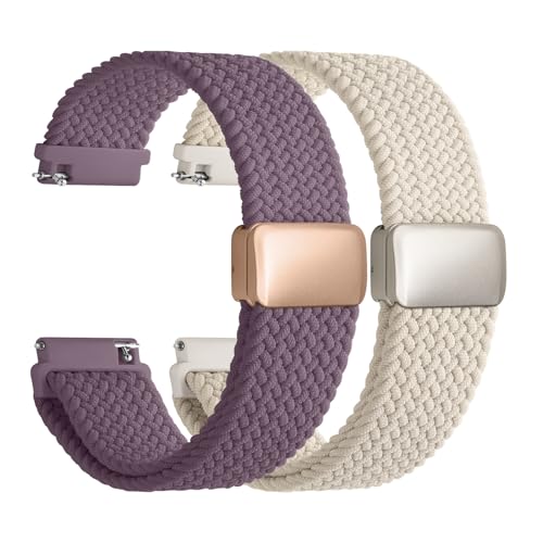Fullmosa Magnetic Nylon Watch Bands 20mm Quick Release Watch Strap Compatible with Garmin Vivoactive 65 Venu Sq Forerunner 16555 Samsung Galaxy Watch 7654 4044mm for Men Women StarlightPurple - Image 1