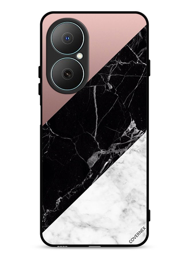 Covernex Huawei Nova Y73 Protective Case Cover Marble & Plain Combination Pattern