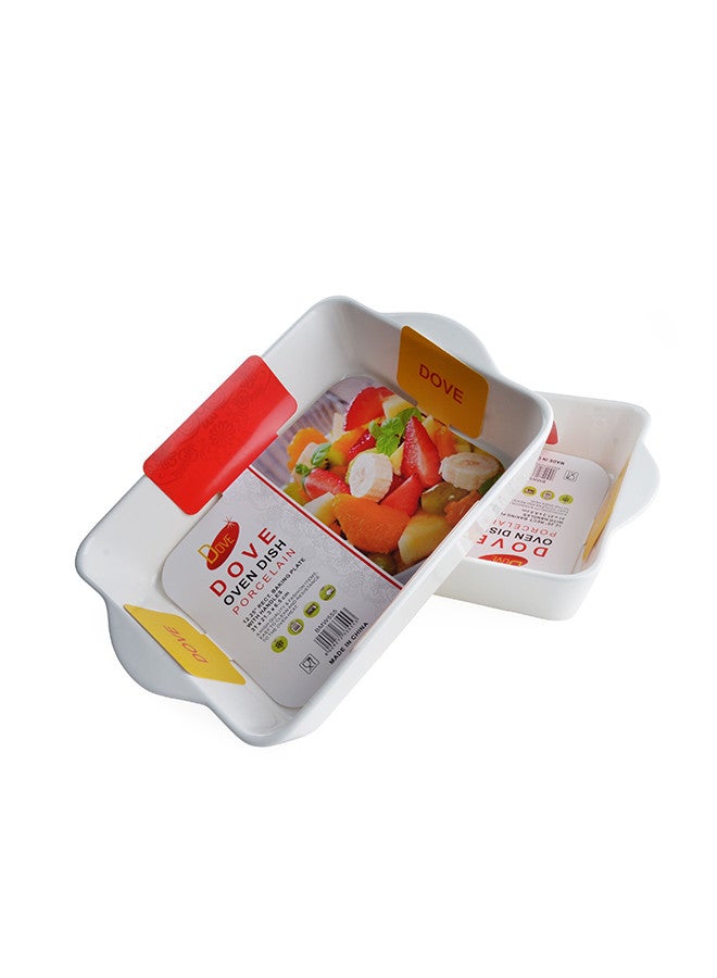 Dove 2-Piece Rectangular Porcelain Baking Dish With Handles 12.25 Inch 31x21.3x6.5CM White - Image 3