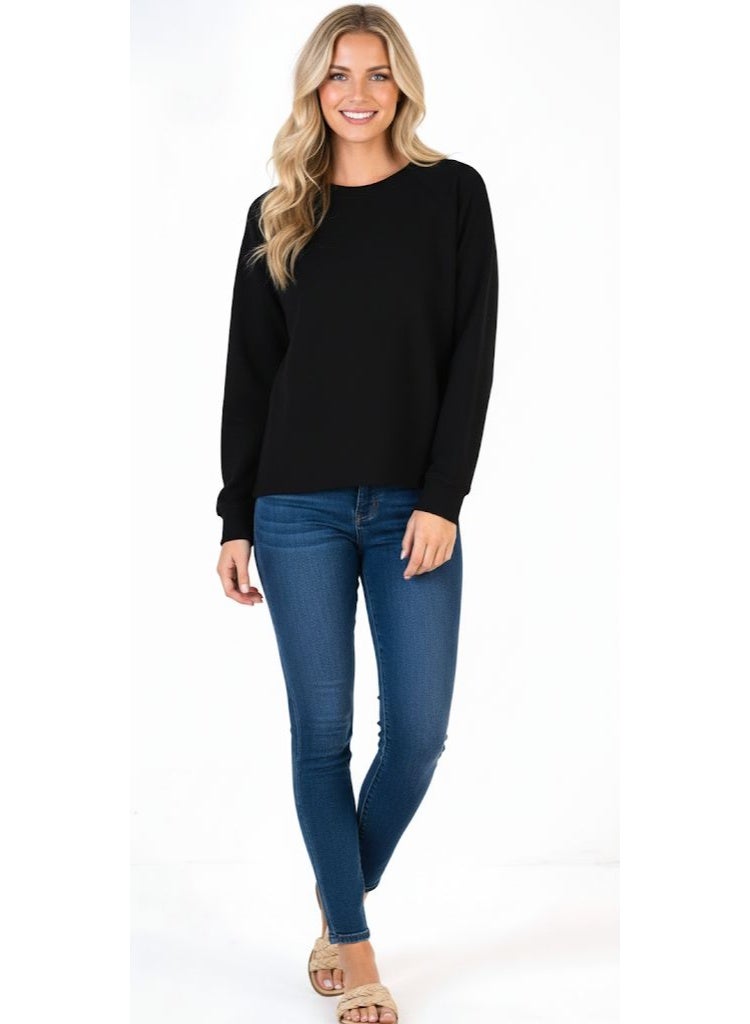 U.S Apparel Women’s Black Casual Long Sleeve Crew Neck Top – Classic Everyday Pullover Sweatshirt - Image 1