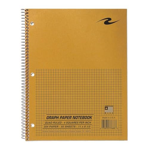 ROARING SPRING Wirebound Lab Notebook, 4x4 Grid Ruled, 11" x 8.5", 50 Sheets of 20 lb. White Paper, Brown Kraft Cover - Image 1