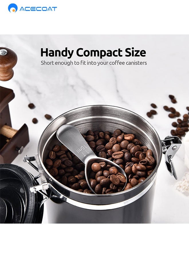 ACECOAT 18/8 Stainless Steel Coffee Scoop: 1 Tablespoon Metal Measuring Spoon, Short Handled Measure Scooper for Ground Coffee, Bean, Espresso, Powder, for Canister (Silver, 1Tbsp/15ml)  - Image 4